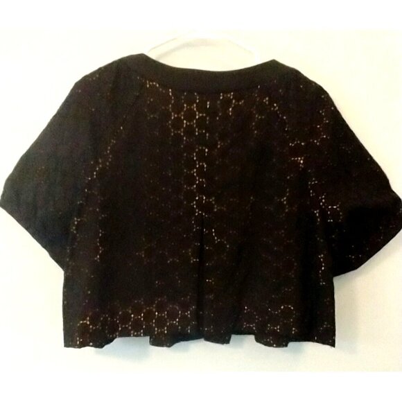 NICOLE MILLER Cropped Jacket Black Eyelet Gold Satin Lined Puff Sleeves - 14 - Picture 6 of 9